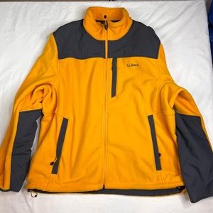 LL Bean Jacket Mens Full Zip Extra Large Yellow Fleece A050124